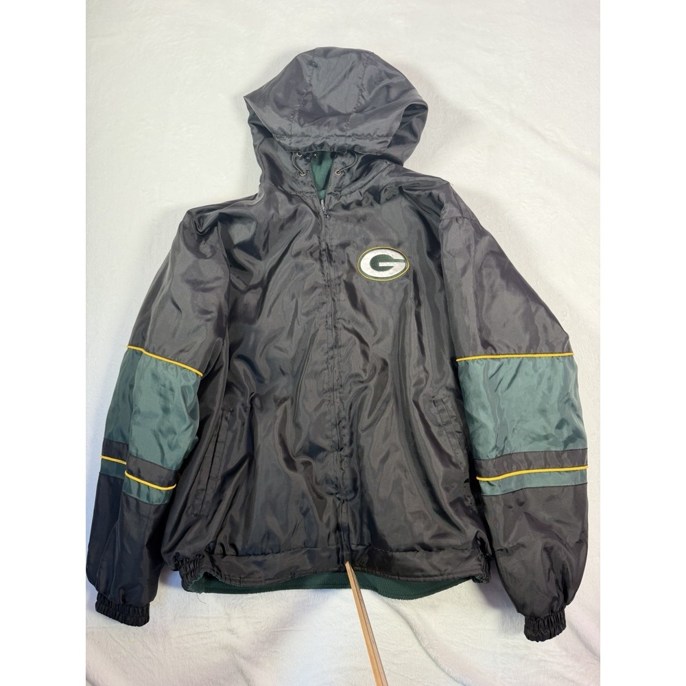Vintage‎ Green Bay packer Jacket Reversible Spellout Windbreaker Jacket Black